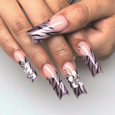 Cats Eye Press On Nail Glitters Coffin Acrylic Fake Nail Reusable Stick On Nail for DIY Nail Art Manicure Decorations