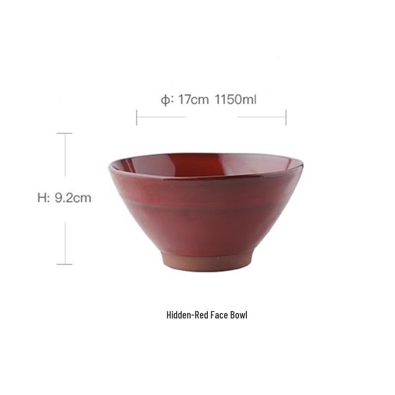 Retro Solid Color Large Ceramic Noodle Bowl - Creative Soup Bowl for Home or Noodle Shop