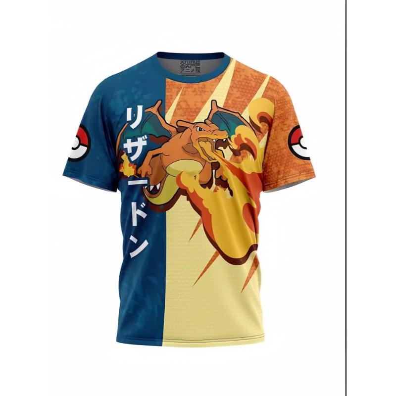 T-shirt Summertime Child Woman Man Printing Short Sleeves Japanese Anime Magical Pet Genie Pattern