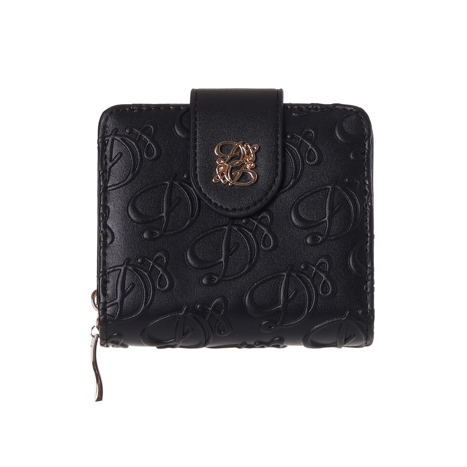 

Coboca+ WC25121 Compact Bi-fold Wallet, Synthetic Leather, Monogram Print, Holds 6 Cards, BlackBlue Pearl, 9.5 x 11 x 2.5 cm (Black)