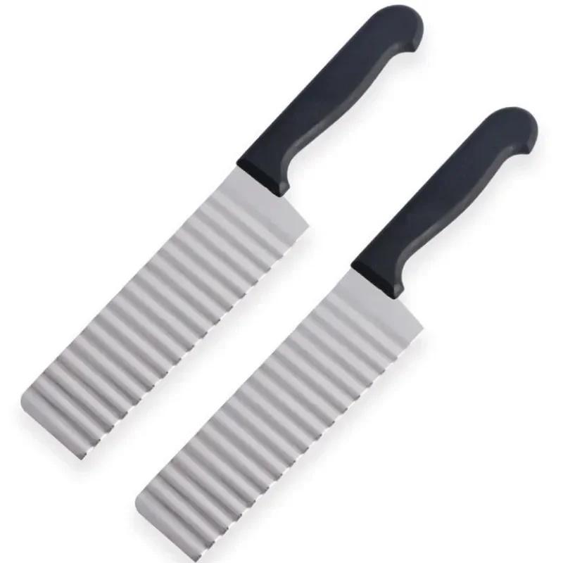 

Stainless Steel Potato Chip Long Slicer Dough Vegetable Fruit Crinkle Wavy Slicer Knife Potato Cutter Chopper French Fry Maker