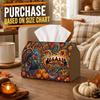 1pc Boho Psychedelic Tissue Box - Multi-Functional Napkin Holder, Two Sizes Available Made of Durable Polyester, Decorated with Turkey Feast Table, Su