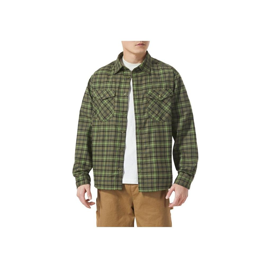 Nike SS24 Checkered Running Fitness Training Outdoor Fashion Casual Breathable Long Sleeve Shirt Men Shirts Green FN2568-222