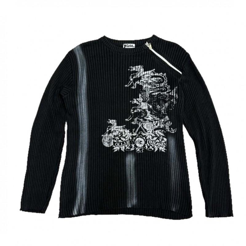 Unisex Winter Knit Sweater With Graphic Print Loose Fit Street Style Long Sleeve Pullover Teens