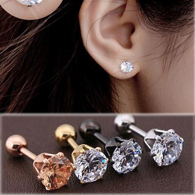 1pcs Stylish Four Claws Women Drop Earrings Cubic Zirconia Ear Stud Titanium Steel