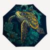 1pc Sea Turtle Flowers Automatic Open 8-Rib Windproof Umbrella, Travel & Commuting, Suitable for All Seasons