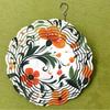 25.4 cm Floral Metal Wind Spinner with 360° Rotating Hooks Vibrant Orange Flowers Green Leaves for Garden Patio Balcony Outdoor Decor