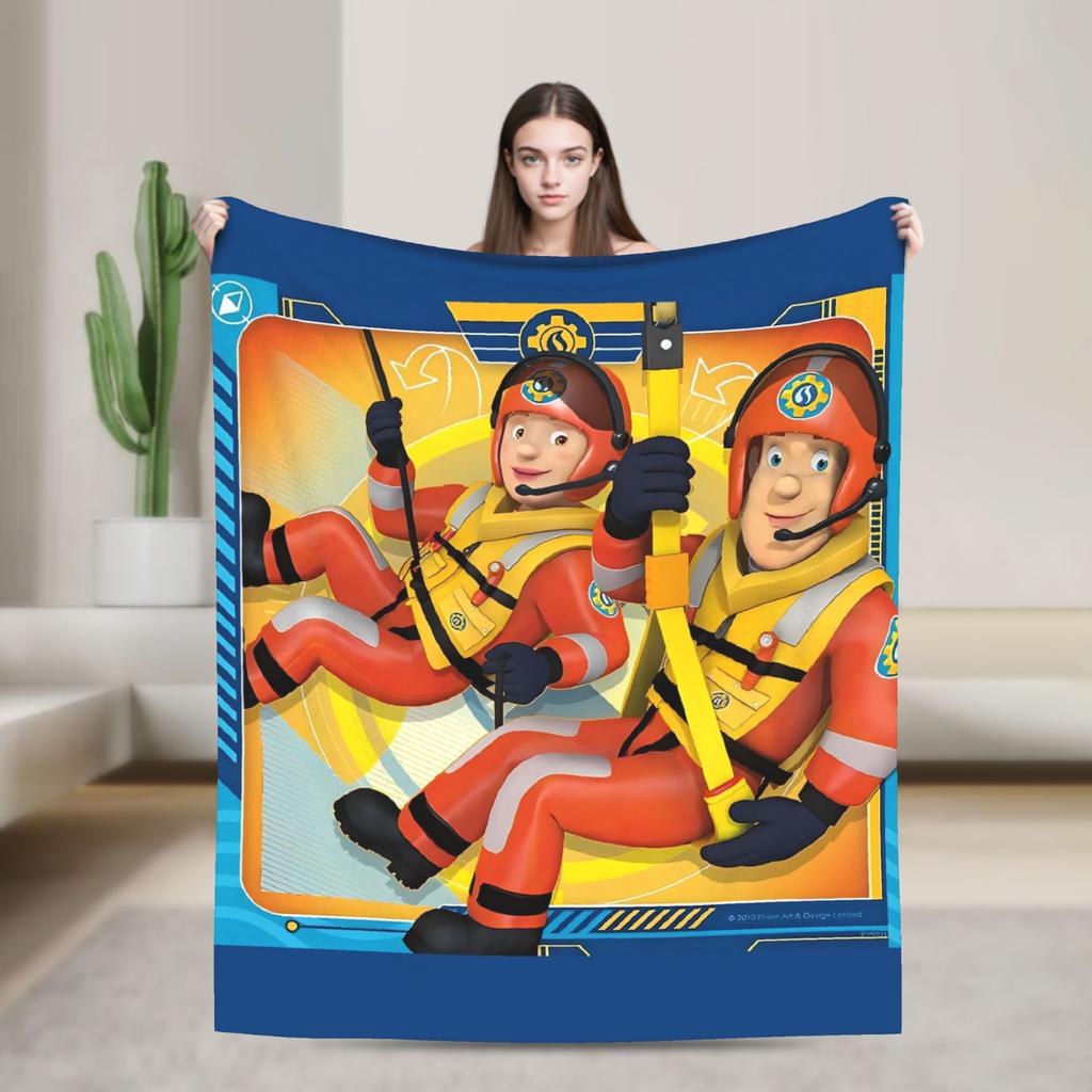 Firemans Sams Flannel Blanket Winter  Super Warm Throw Blanket for Girls Boys Outdoor Pattern Bedspread Sofa Bed Cover