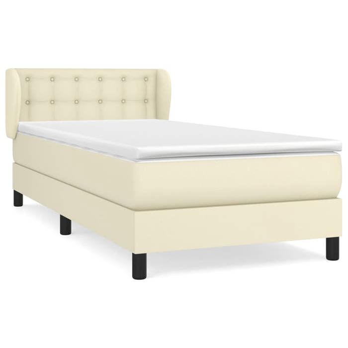 Maison Exclusive - Sommier à lattes de lit avec matelas Crème 100x200cm Similicuir