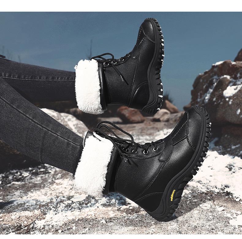 Women's Winter Snow Boots: Velvet-Lined, High-Top, Trendy, Warm Outdoor Footwear.