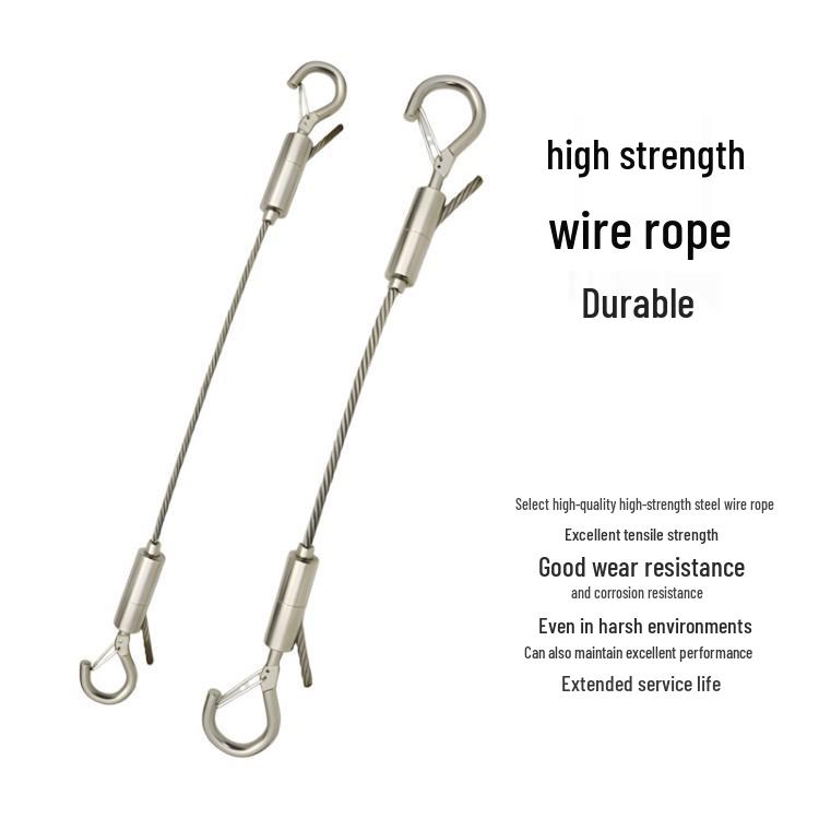Double-Headed Snap Hook Safety Lanyard: Steel Wire Hanging Rope for Lamp and Picture Anti-Detachment