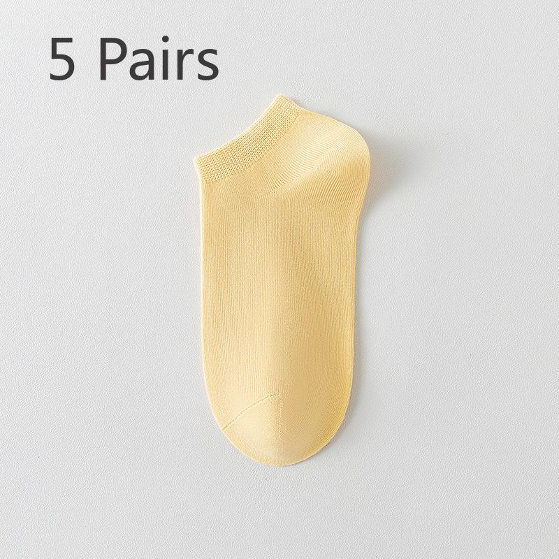 

5 пар женских летних тонких носков из чистого хлопка с защитой от запаха и пота 5 Pairs