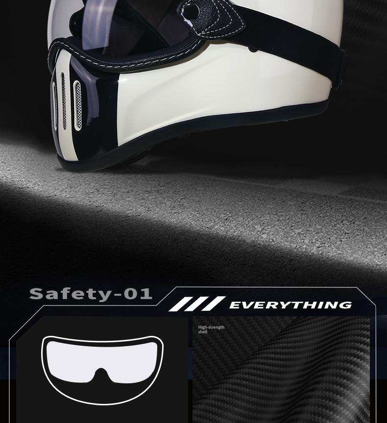 Retro Fiberglass Full-Face Motorcycle Helmet for Cruisers & Scooters - Unisex Design