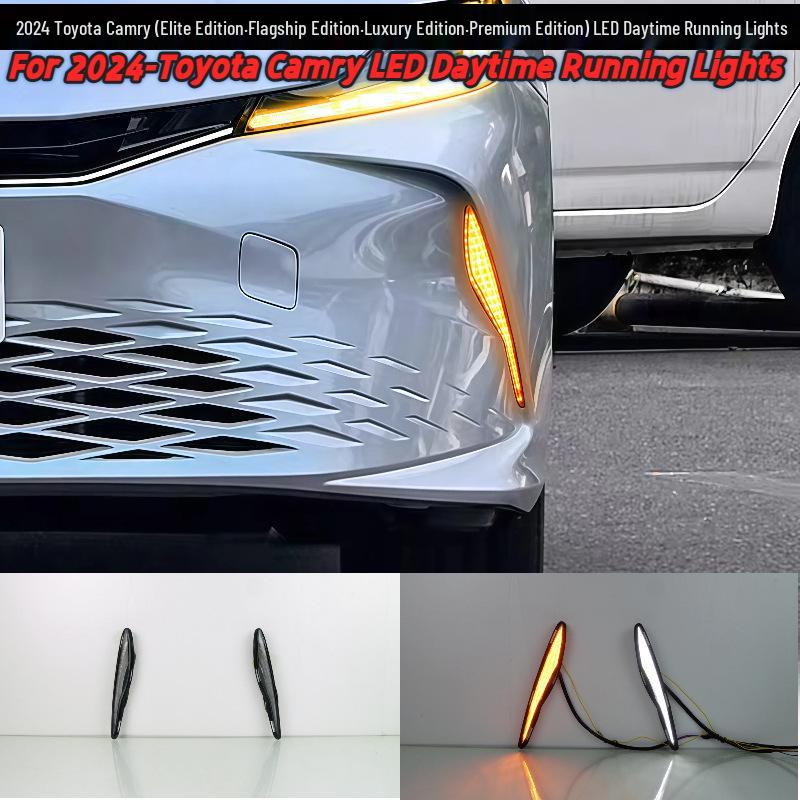 Compatible with 2024 Toyota Camry: Front Bumper Lights, Fog Lights, and LED Daytime Running Lights Mod Kit.
