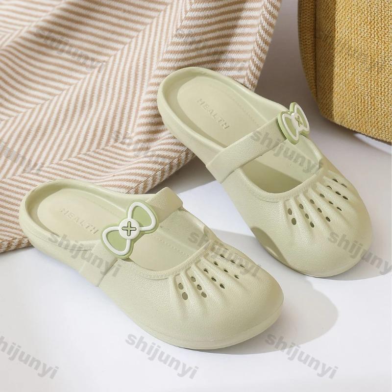 Zapatos de Playa Transpirables con Suela Blanda 2025 Verano Nuevos Sandalias Casuales con Puntera de EVA para Mujer al Aire Libre Antideslizantes Lindas Pantuflas para el Hogar