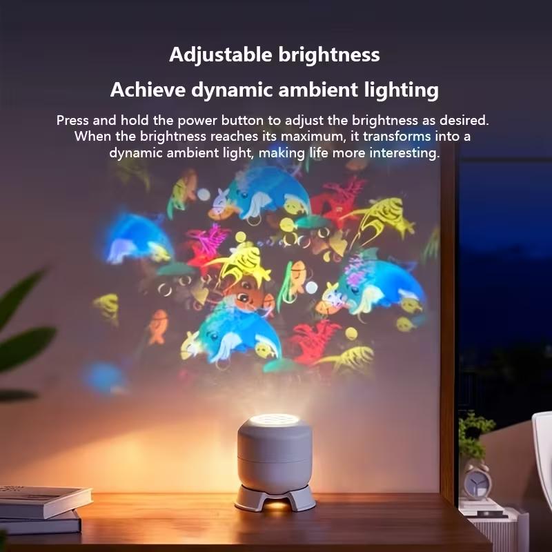 LED Ocean Projector Light 360° Rotating Dynamic Night Light USB Powered Ambient Lamp Decorative Lighting for Game,Living Room