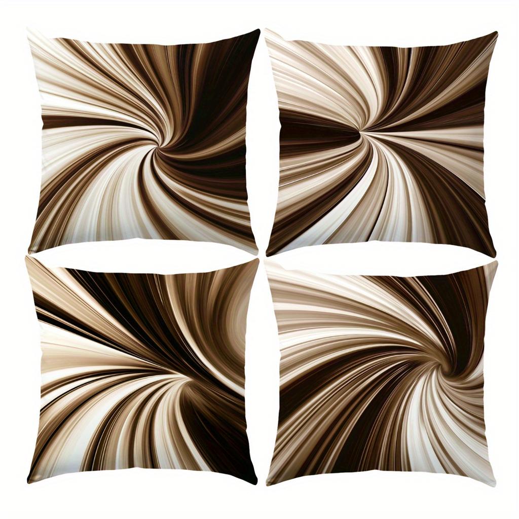Moderne braune abstrakte Wirbel Minimalistisches Muster Kissenbezüge Sofa Stuhl Dekoration Pfirsichhaut Stoff Einseitige Dekoration Kunst