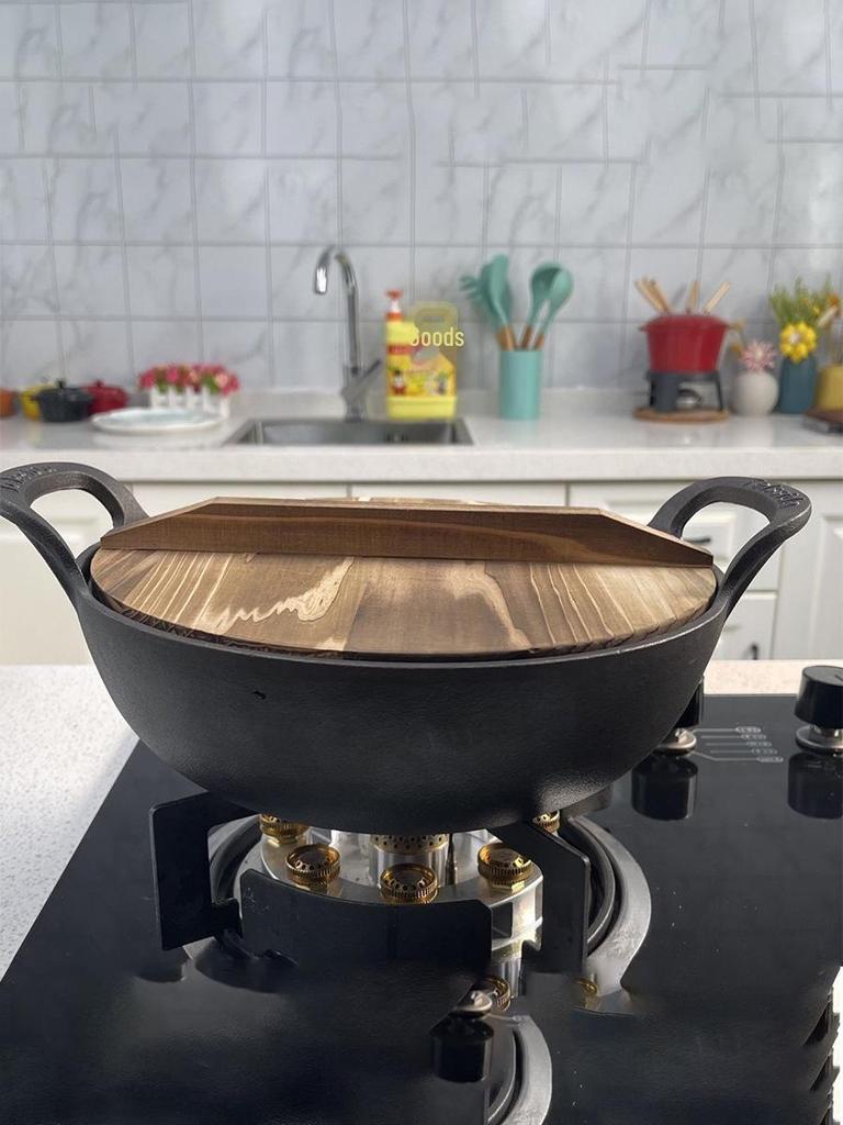 Cast Iron Multi-Function Stew & Frying Pot, Non-Stick, Double Ear Design