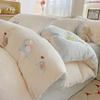 Ins Cute Cartoon Milk Fleece Bedding Set Winter Flannel Duvet Cover Sheet