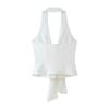 European and American French Women's Fashion Design Knot Neck Collar Vest 1608130712