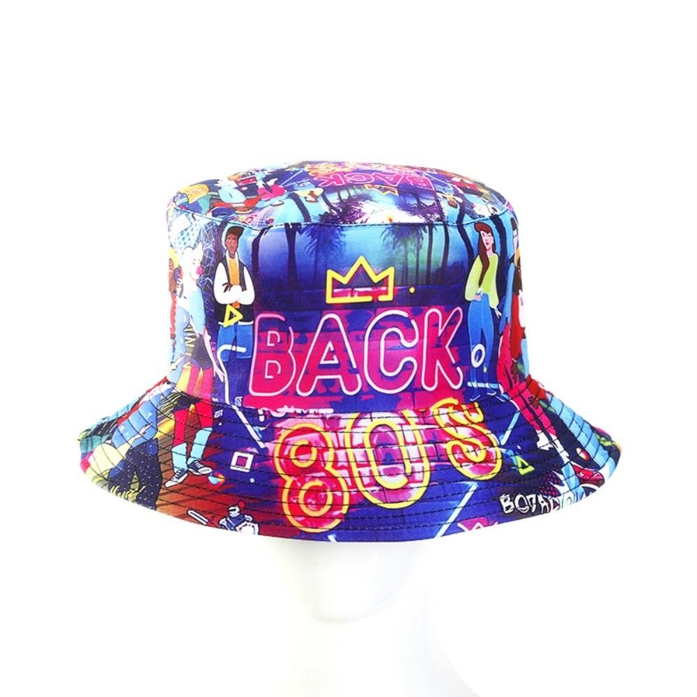 Quick Drying Sun Hat Retro Graffiti 80s 90s Fisherman Hat Fashion Reversible Bucket Hat Unisex