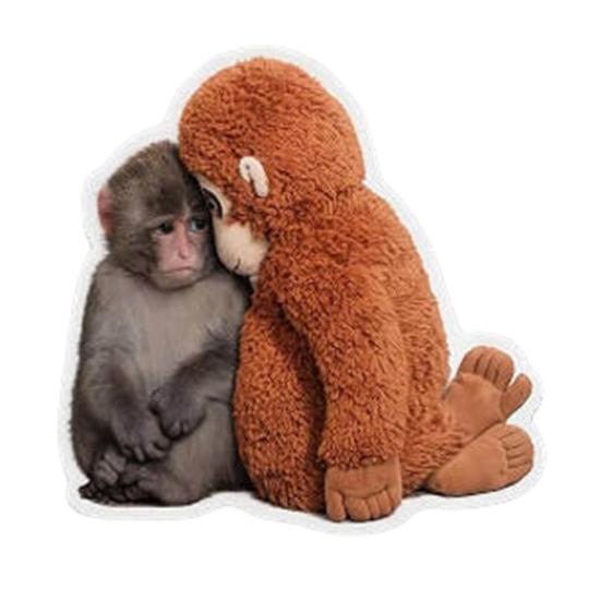 10 Sheets Funny Monkey Hugging Plush Toy Stickers Quirky Vinyl Decals for Laptops Water Bottles Luggage Skateboards Waterproof DIY Crafts
