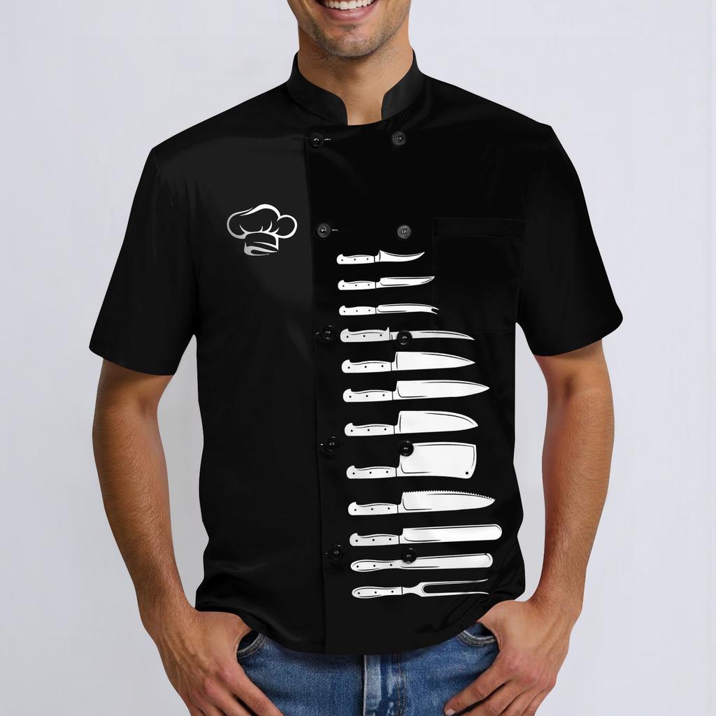 Popular Chef Print Elements Men's Chef Uniform