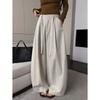 Women's High Waist Wide Leg Pants Straight Fit Trousers Strap Accent Spring All-match Japanese Korean Casual Daily Bottoms