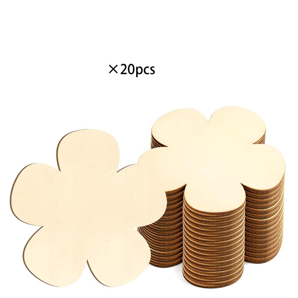 10pcs Wooden Flower Shape Wood Chips,blank Plum Blossom Flowers Wood Carving Decoration,holiday Decoration