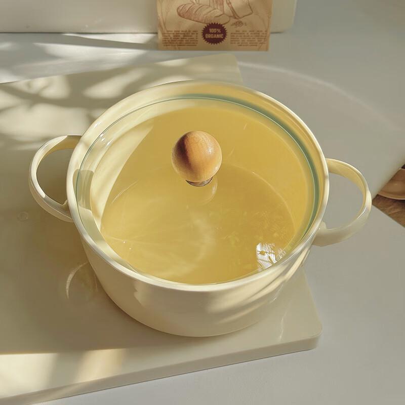 Керамическая кремовая миска для лапши быстрого приготовления с крышкой