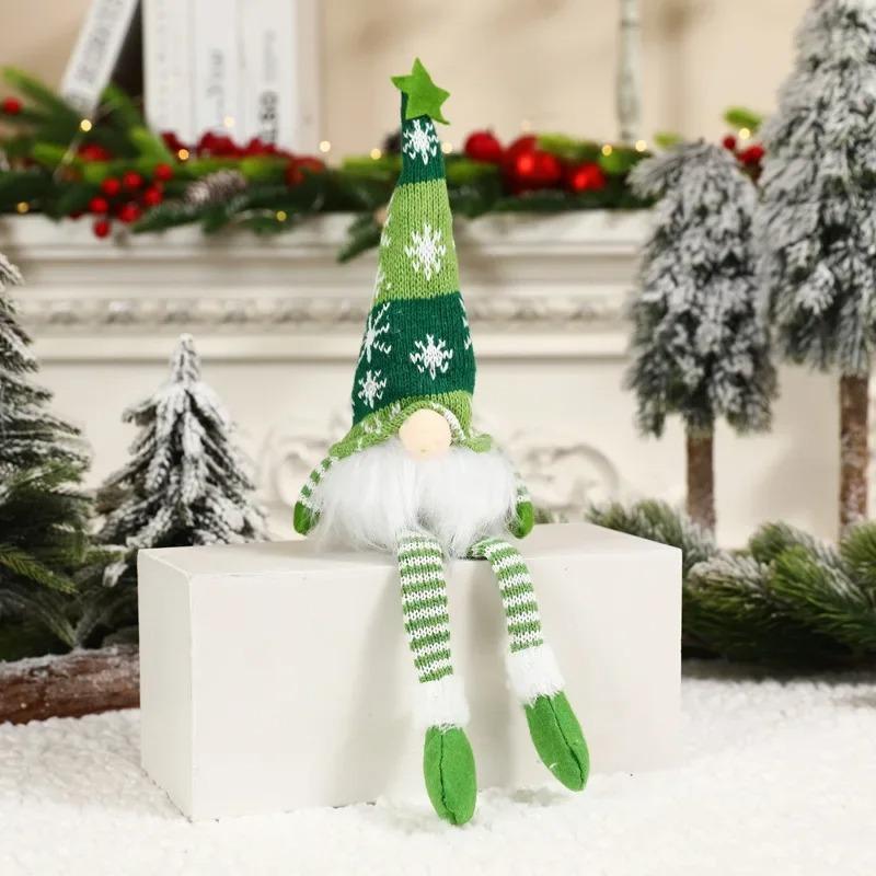 Adornos de Gnomo de Muñeco sin Rostro de Navidad Luz LED Felpa Tejido Manualidades Colgante de Árbol Decoraciones Navideñas para el Hogar Regalo para Niños