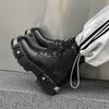 Botas de Motociclista Masculinas 2025 Feitas à Mão em Couro com Cadarço Sapatos de Plataforma Retrô Estilo Street Confortáveis Versáteis Botins