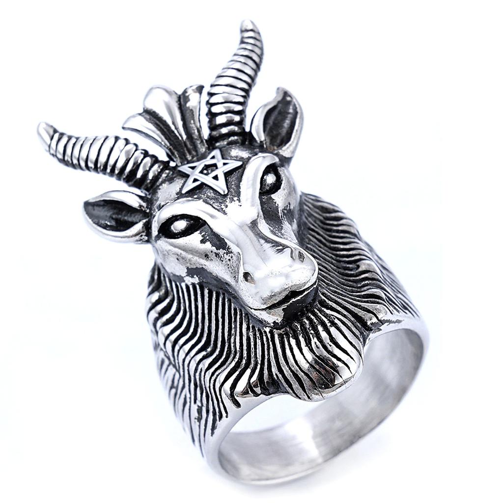 Festival Animal Series Ring Stainless Five-Pointed Star Ram Shape Men'S And Women'S Titanium Steel Retro Ring