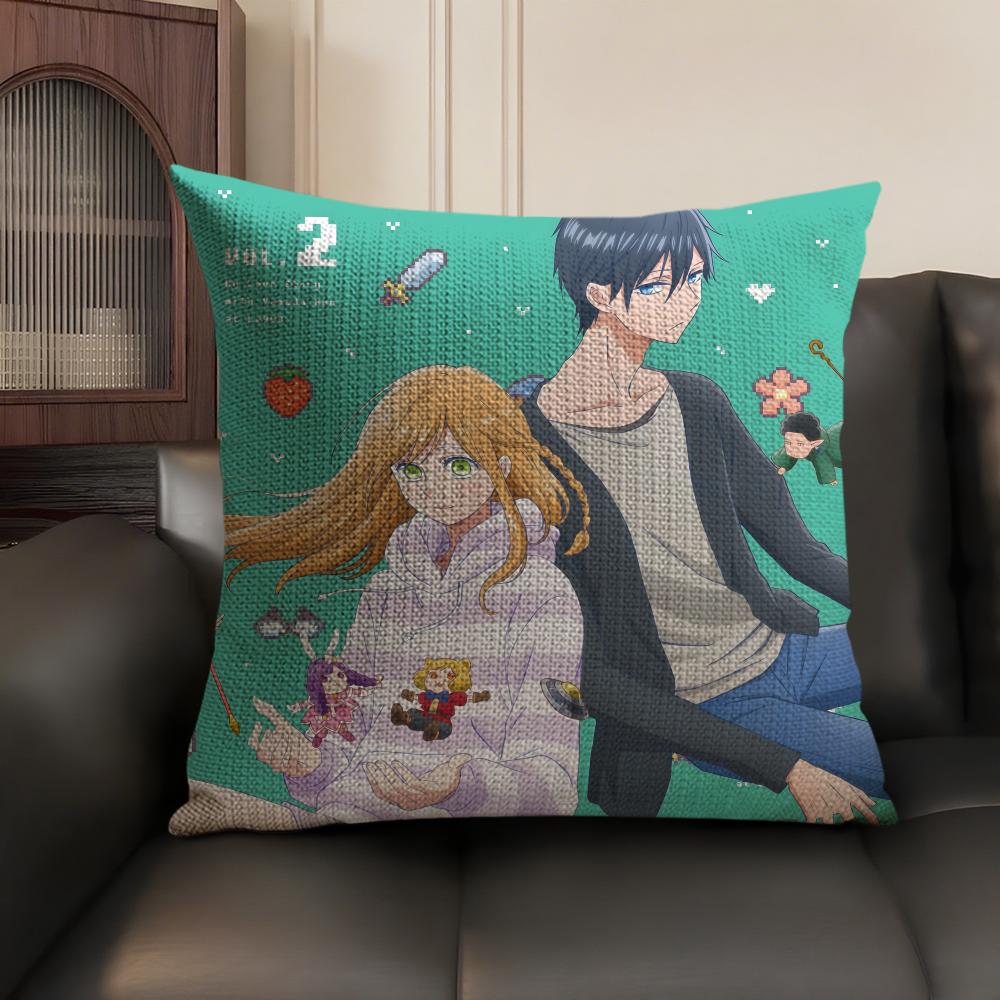 My Love Story YYamadakun Cushion Cover Natural Linen Organic Fabric DoubleSided Printing Breathable Perfect Gift for Decor