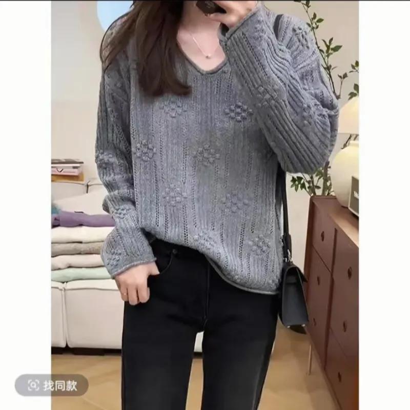 Plus Size Ankola Red Velvet Casual Early Spring Blouse Fat Mm Knitted Sweater Women