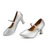 Nowoczesne buty do tańca na średnim obcasie Damskie Buty na Bal Imprezę Łacińskie Tango Chacha Walc Zamknięty nosek Skórzane Buty do Tańca na Wysokim Obcasie Wysokość Obcasa 7CM