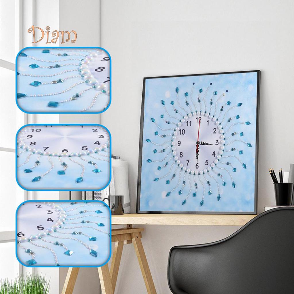 Hara 35x35cm Wall Clock Cross Stitch DIY Partial Multi-shaped Diamond Painting Decor