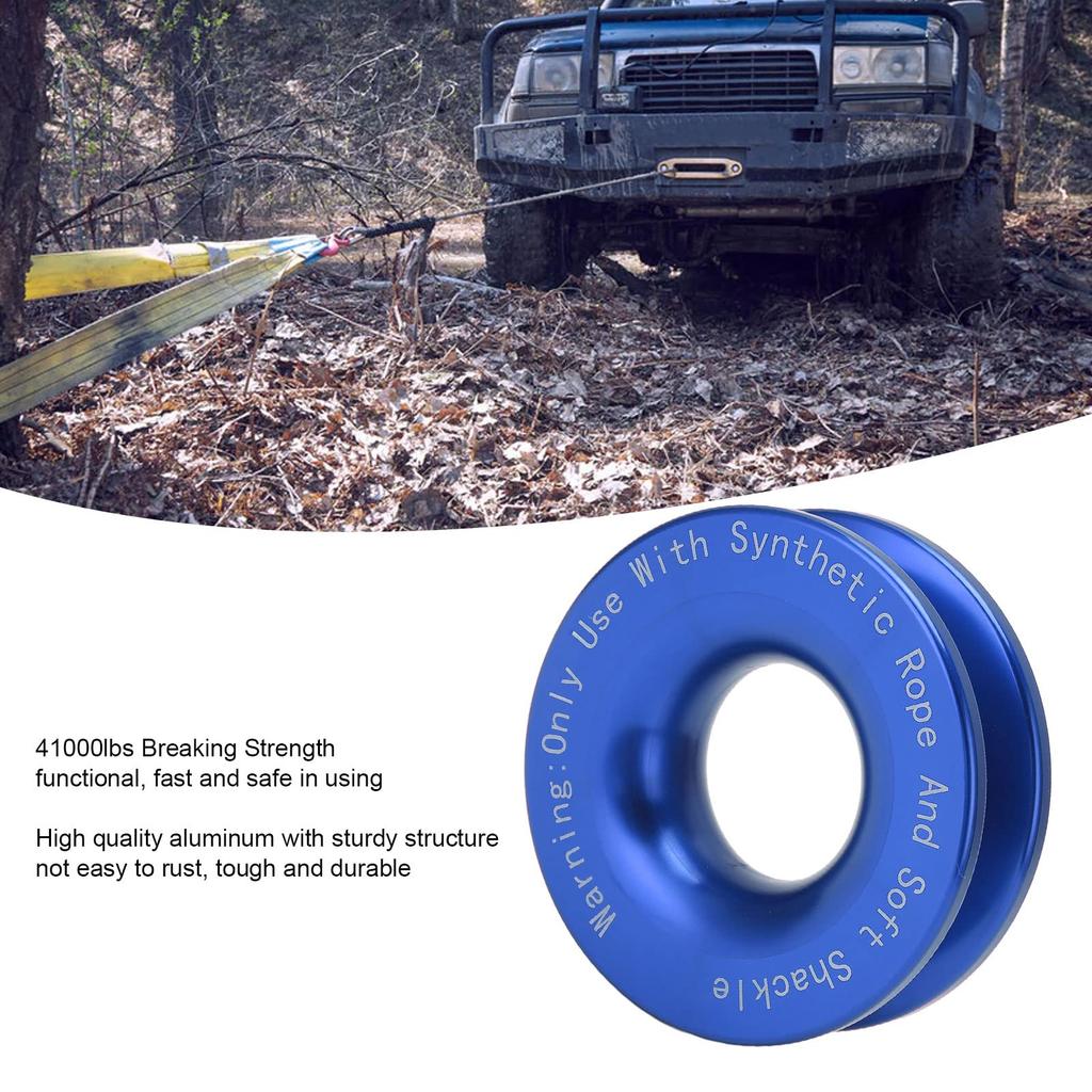 High Strength Winch Snatch Recovery Ring for Soft Shackle and Winch Rope, 41000 Lbs Break Strength (Blue)