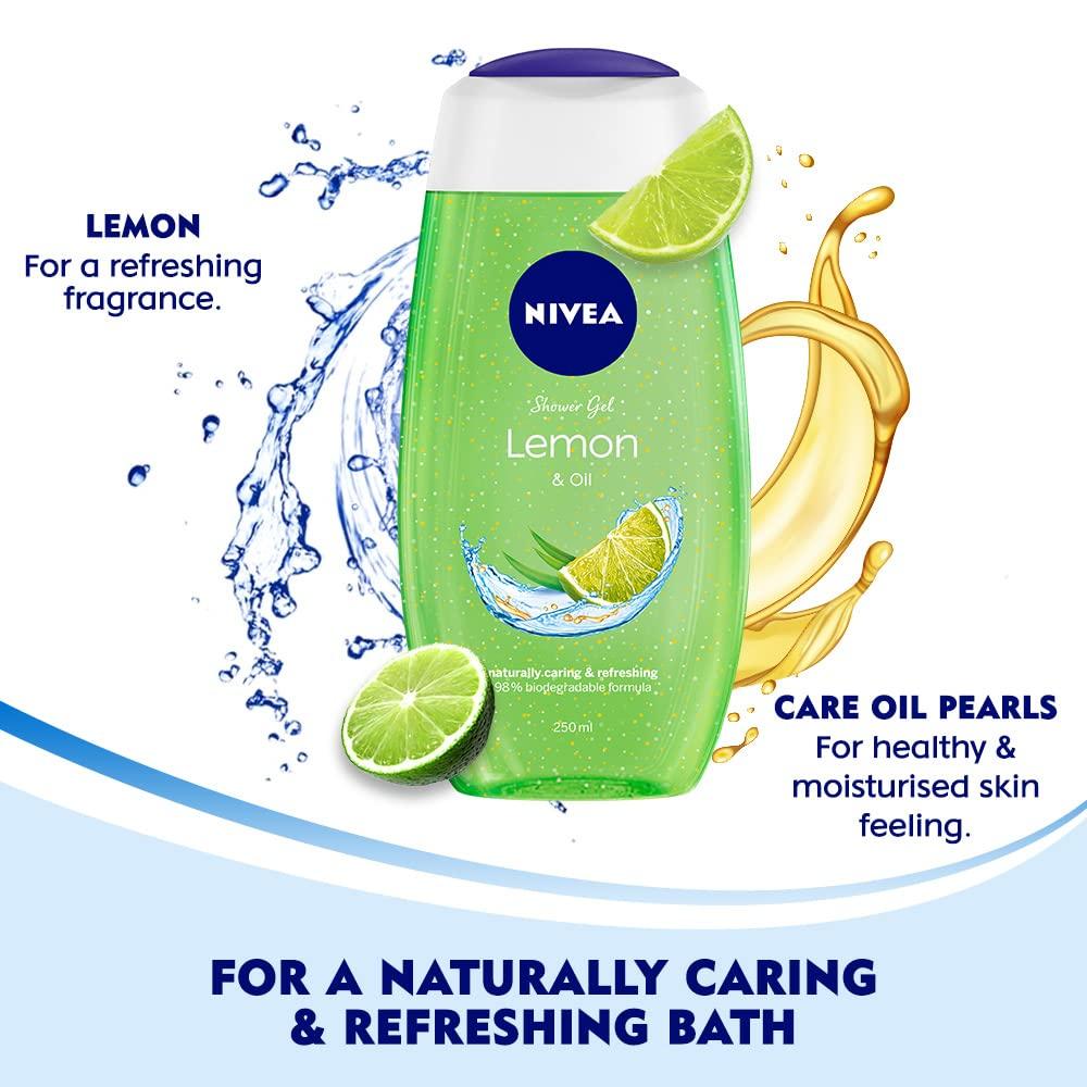 Nivea Cytryna i Olejek Żel do Mycia Ciała 500ml Opakowanie 1 szt. | Odświeżający Żel pod Prysznic z Gliceryną dla Gładkiej Skóry i Długotrwałej Cytrynowej Świeżości
