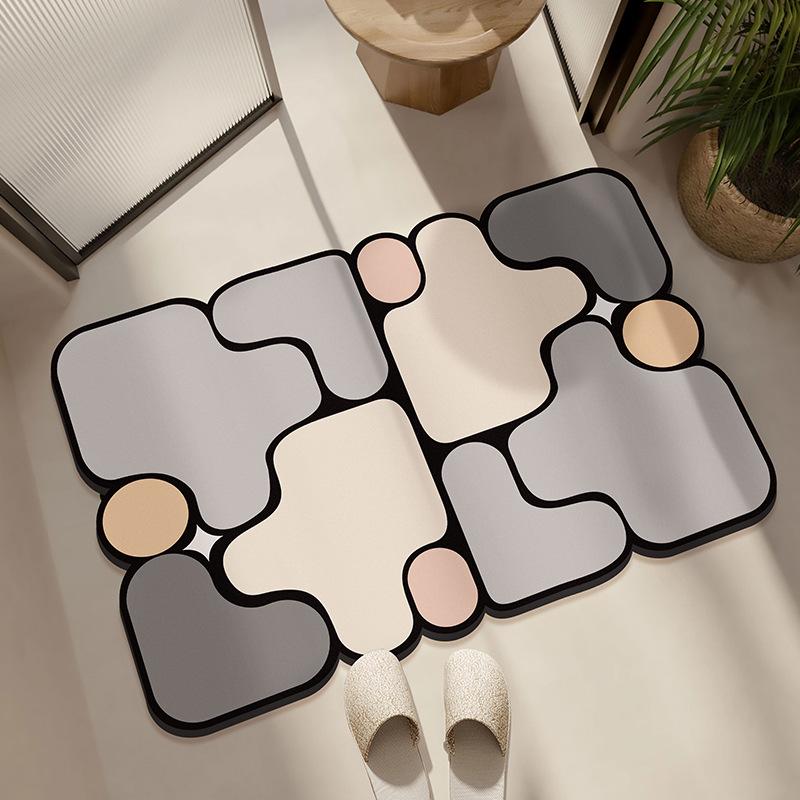 Absorpčná podložka na kúpeľňovú podlahu z rozsievkovej zeminy - Minimalistická, odolná voči nečistotám, ľahko čistiteľná rohožka do predsiene.