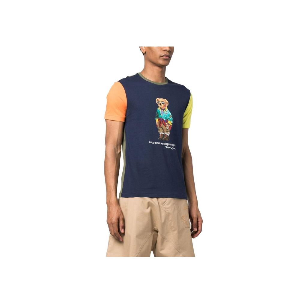 Polo Ralph Lauren SS23 Color Block Bear Print Crew Neck Short Sleeve T-Shirt Men Tops Multicolor 710891153-001