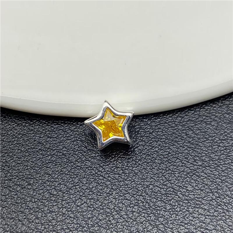 9mm 14k Zircon Pentagram Pendant: 3D Colorful Star with Inlaid Diamonds for DIY Nail Art
