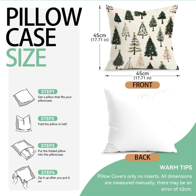 Christmas Tree Pillowcase Cushions 100% Polyester 45x45cm Throw Pillow Cover Sofa Chair Cushion Cover Pillowslip Home Decor