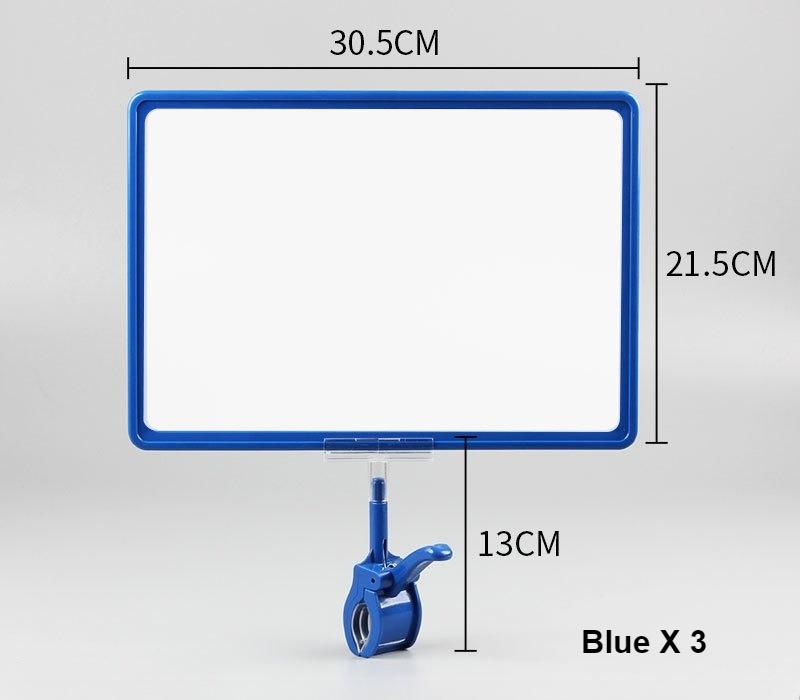 

3 Pack Supermarket Display Board Clear POP Display Stands Double-sided A4 Promotional Frame Clothing Shelf Price Tag Holder Clip