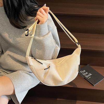 Mesh Cloth Bag Women'S Large-Capacity Niche Design Shoulder Messenger Bag Summer Commuter Dumpling Bag