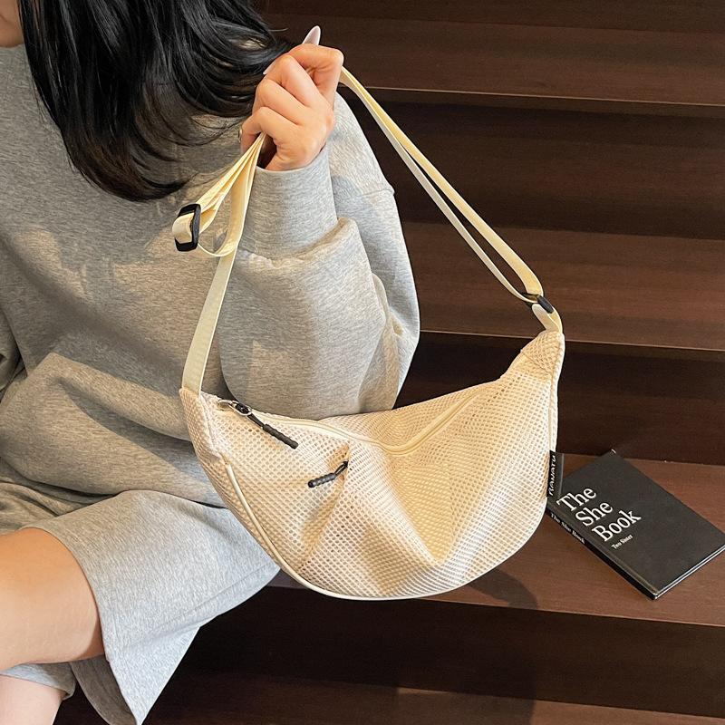 Mesh Cloth Bag Women'S Large-Capacity Niche Design Shoulder Messenger Bag Summer Commuter Dumpling Bag