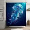Stunning Blue Jellyfish Shower Curtain for Modern Bathrooms Waterproof Fabric with Fringe Design Perfect Decorative Touch
