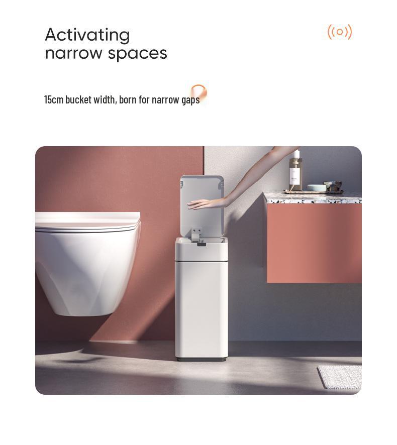 Large Capacity High-Legged Smart Sensor Trash Can with Lid for Kitchen, Bathroom, and Office