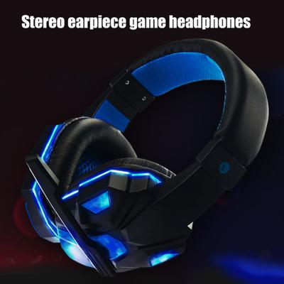 LED Light Soft Adjustable Over-ear PC Ear Muff Notebook Gaming Wired Headset