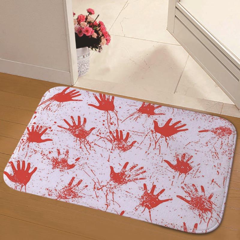 Blood Palm Cartoon Door Pads Foot Flannel Bathroom Floor Pads Carpet Entrance Door Pads Bathroom Absorbent Non Slip Mat Decor
